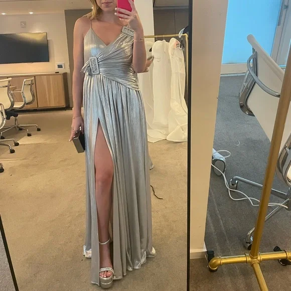 Retrofete XS Silver Pleated Gown - Picture 2 of 5